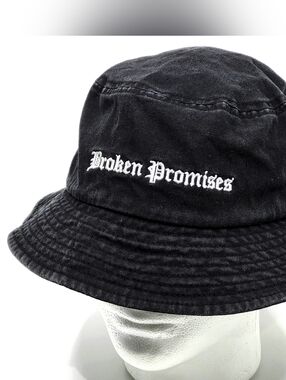 Broken Promises Black Bucket Hat - Embroidered Logo - One Size